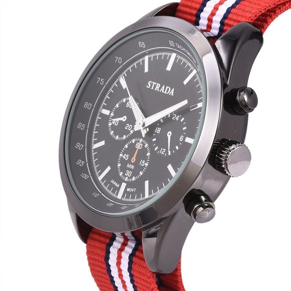 SOLD STRADA Watch with Multi Color Stripe Pattern - Picture 3 of 5